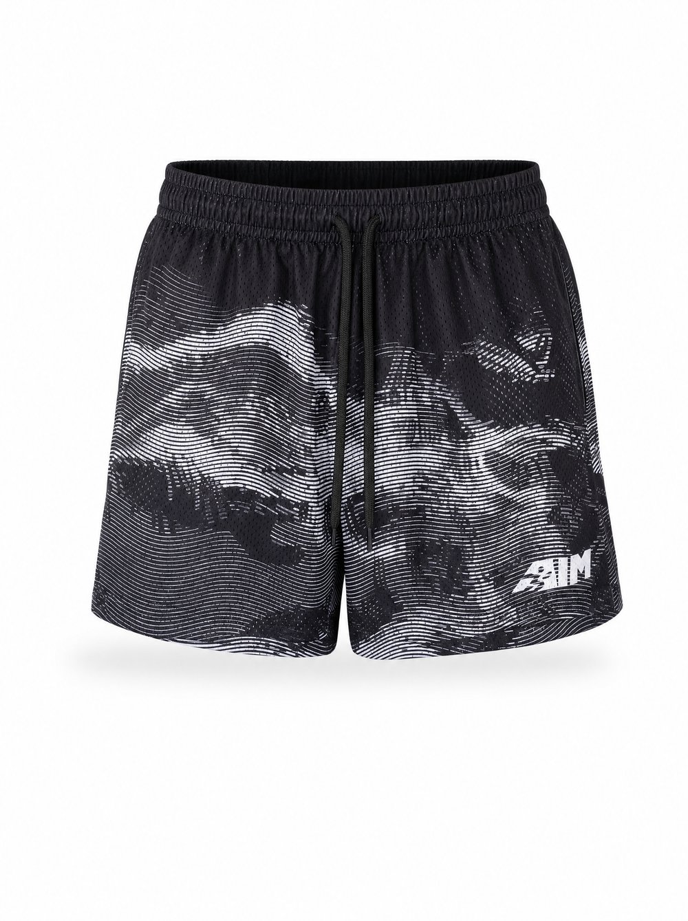 AIM Black Mesh Shorts — front